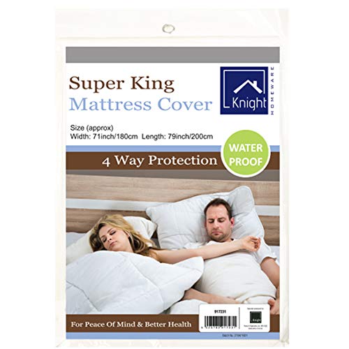 Knight Waterproof Mattress Protector Cover | 100% PEVA Chloride-free Odourless Soft-touch | Single Double King Super-King (Super King (180cm x 200cm))