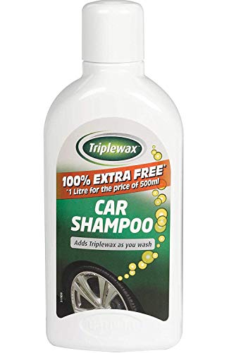 Triple Wax Car Shampoo and Wash & Wax 1L - Detailing Vehicle Cleaner - Effortlessly Removes Dirt Traffic Film and Grease - Leaves A Brilliant Shine - Spotless Streak Free Shiny Surface - Bargain Genie