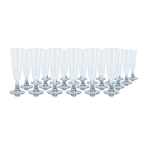 24 Clear Plastic Champagne Flutes/Glasses 150mlP - Bargain Genie