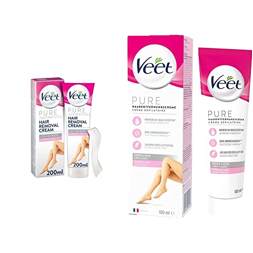 Veet Pure Inspirations Hair Removal Cream for Normal Skin, Body & Legs, 200 ml - Bargain Genie