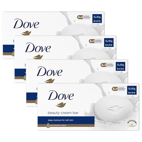 Dove Orginal Beauty Cream Bar 3 in 1 Cleanses, Moisturises and Nourishes Sulphate-Free Bath Soap for Soft and Smooth Skin, Suitable for Daily Use, 6x90g