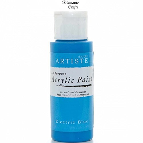 Docrafts Artiste Arcylic Paint All Purpose - 59ml / 2oz - Choose from 60 Colours (Electric Blue) - Bargain Genie