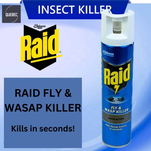 Quebec - Raid Rapid Action Fly- Indoor Raid Flying Insect Killer -Eliminates insects in seconds- Spray Leaves Neutral Scent-Wasp Killer Spray 300ml- Pack of 2