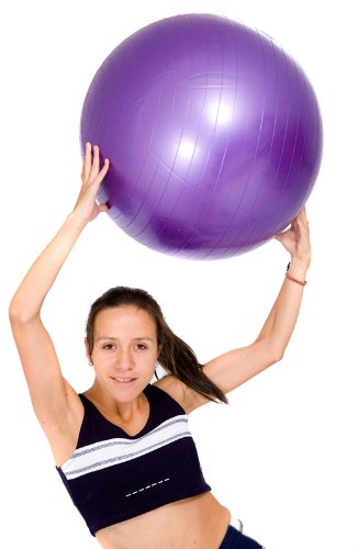 Gym Exercise Fitness Ball 65cm (Anti-Burst) with Dual Action Hand Pump & Travel Sack