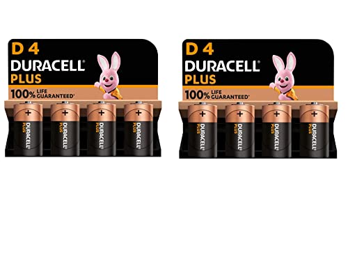 Duracell MN1300 Plus Power Alkaline D Size Batteries (Pack of 8)