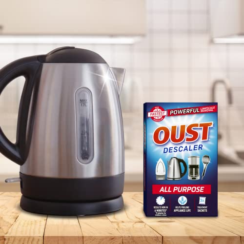 Oust Powerful All Purpose Descaler, Limescale Remover – Ideal for Kettles, Coffee Machines, Irons and Shower Heads, 3 Sachets - Bargain Genie