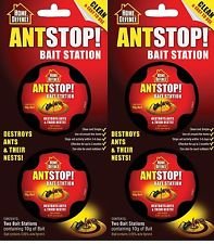 2 x Home Defence Ant Stop Bait Station Pre-Baited Kills Ants & Nests 4 TRAPS