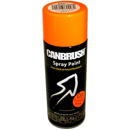 Canbrush FLUORESCENT Neon ORANGE Effect Spray Paint Auto Diy Purpose Colour Aerosol Can C55 - Bargain Genie