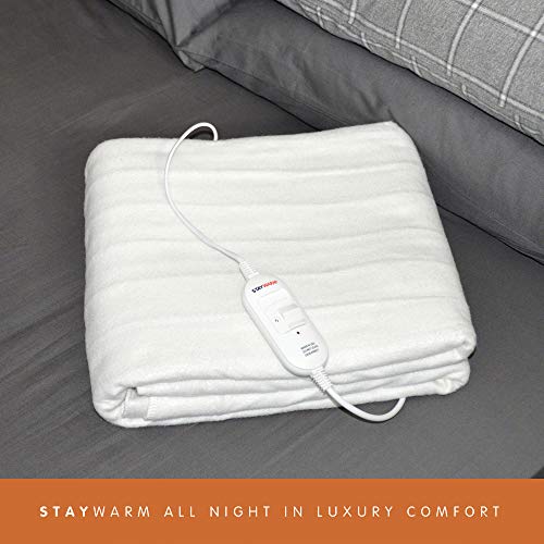 STAYWARM Single Size Superior Electric Underblanket with Detachable Controller / 3 Heat Settings/Detachable Cord/Machine Washable - 60w - 150 x 70cm - F901 - White