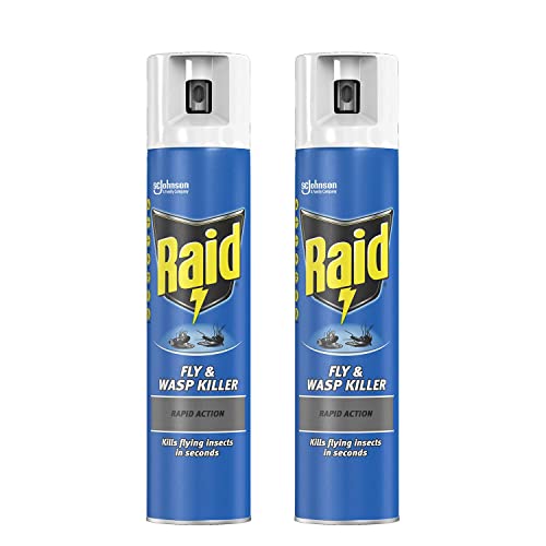 Quebec - Raid Rapid Action Fly- Indoor Raid Flying Insect Killer -Eliminates insects in seconds- Spray Leaves Neutral Scent-Wasp Killer Spray 300ml- Pack of 2