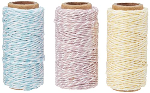 Papermania 20 m 3-Piece Capsule Collection Spots and Stripes Pastels Bakers Twine, Multi-Colour - Bargain Genie