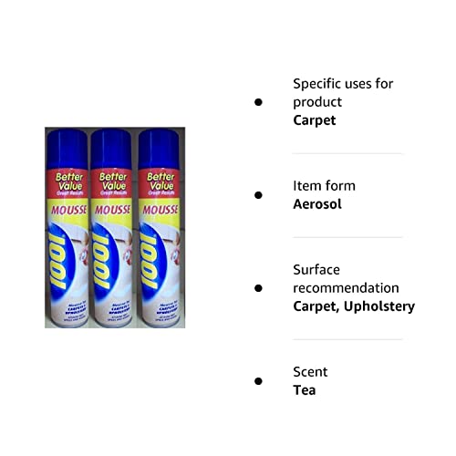 3 x 1001 Carpet Mousse Carpet & Upholstery Stain Remover 350ML - Bargain Genie