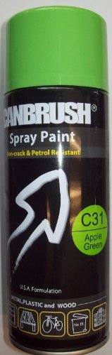 3 x CANBRUSH Spray Paint For Metal Plastic & Wood 400ML - Apple Green C31 - Bargain Genie