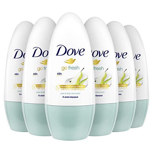 Dove Go Fresh Pear & Aloe Vera Anti-perspirant Deodorant Roll On Pack of 6 (50ml x6) - Bargain Genie