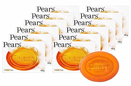 Pears Transparent Amber Soap | Made with Natural Oils and Glycerin | Pure and Gentle Soap with Moisturising and Cleansing Effect | Dermatologist Recommended for Delicate Skin | Pack of 12 x 125g Bars - Bargain Genie