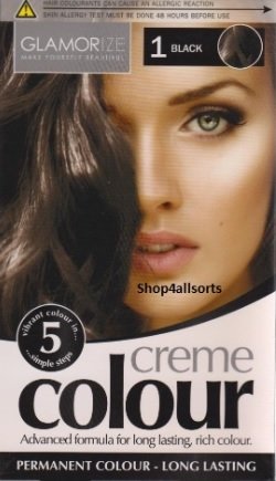 Glamorize Creme Colour Permanent Hair Dye - Shade 1 - Black - Bargain Genie