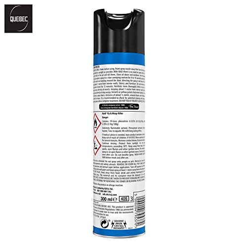 Quebec - Raid Rapid Action Fly- Indoor Raid Flying Insect Killer -Eliminates insects in seconds- Spray Leaves Neutral Scent-Wasp Killer Spray 300ml- Pack of 2