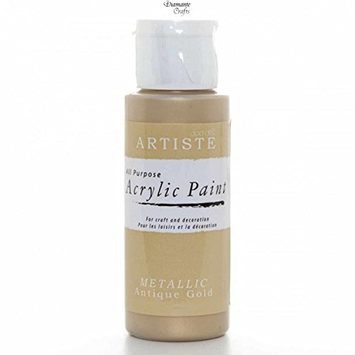 Docraft Artiste Acrylic Paint - Metallic Pearl Varnish Crackle Mediums Glitter (Metallic Antique Gold) - Bargain Genie