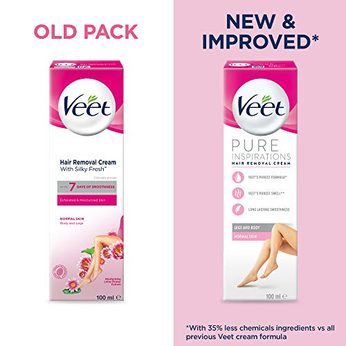 Veet Pure Inspirations Hair Removal Cream for Normal Skin, Body & Legs, 200 ml - Bargain Genie