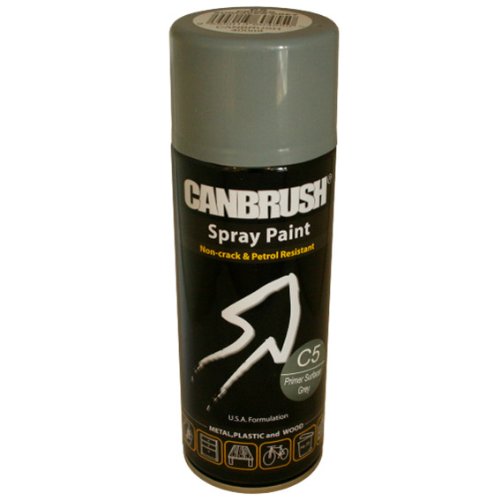 Canbrush Grey Primer Surfacer Spray Paint Interior Exterior Colour Aerosol Gloss Finish C5 - Bargain Genie