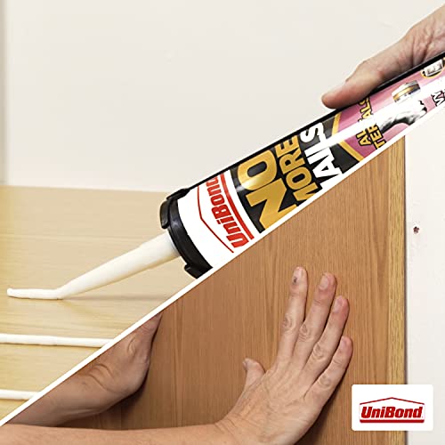 UniBond 2492936 No More Nails All Materials Heavy Objects Construction Adhesive, All Materials Grab Adhesive, High Strength Adhesive Bonding, White, 440 g Cartridge - Bargain Genie