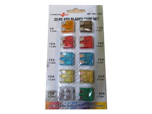 20 PC CAR FUSES 5A (x2) 7.5A (x2) 10A (x4) 15A (x4) 20A (x4) 25A (x2) 30A (x2)