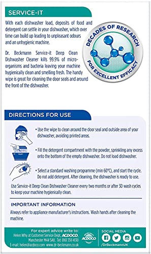 Dr. Beckmann 9011 Service-It Deep Clean Dishwasher Cleaner, 75 g + Wipe - Bargain Genie