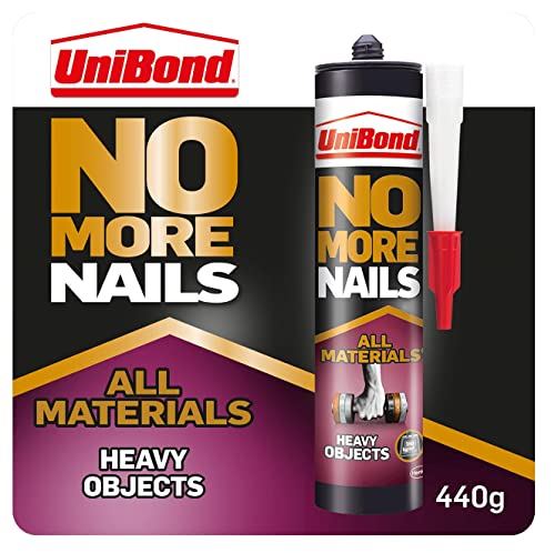 UniBond 2492936 No More Nails All Materials Heavy Objects Construction Adhesive, All Materials Grab Adhesive, High Strength Adhesive Bonding, White, 440 g Cartridge - Bargain Genie