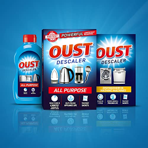 Oust Powerful All Purpose Descaler, Limescale Remover – Ideal for Kettles, Coffee Machines, Irons and Shower Heads, 3 Sachets - Bargain Genie