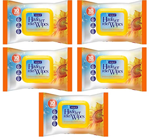 30 x Hayfever & Allergy Relief Wipes for Hand & Face Traps Pollen Dust Dirt Pet Allergy Wet Hay Fever Wipes (150 Wipes (5 Packet)) - Bargain Genie