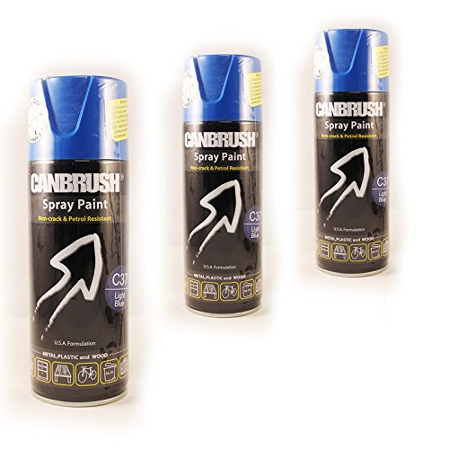 3 x CANBRUSH C37 Spray Paint Gloss Finish - Light Blue - For Metal Plastic & Wood 400ML Gloss Finish - Light Blue - Bargain Genie