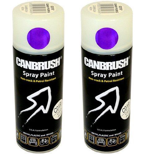 2 x CANBRUSH Spray Paint - For Metal Plastic & Wood 400ML Gloss Finish - Candy Purple - Bargain Genie