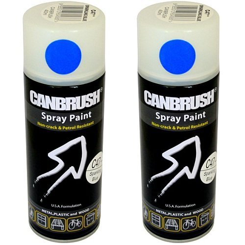 2 x CANBRUSH Spray Paint - for Metal Plastic & Wood 400ML Gloss Finish- Sparkling Blue - Bargain Genie