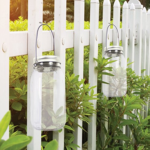 GardenKraft 24420 Hanging Vintage Style White LED Solar Jar Light - Bargain Genie