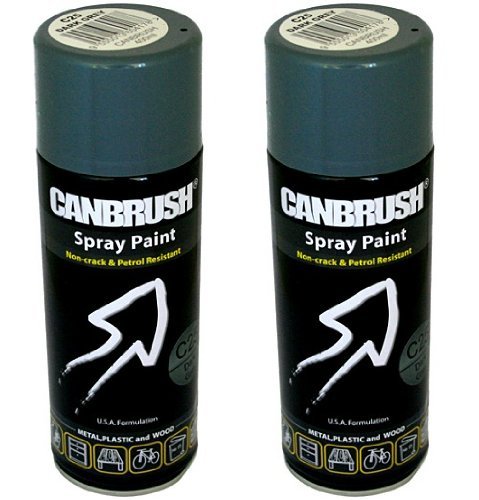 2 x CANBRUSH Spray Paint - For Metal Plastic & Wood 400ML Gloss Finish - Dark Grey - Bargain Genie