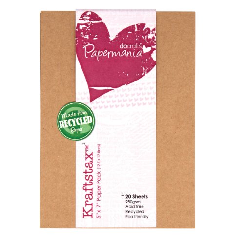 Papermania 7 x 5-inch Kraftstax Premium Kraft Paper Inserts Eco Cardstock, Pack of 20, Brown - Bargain Genie