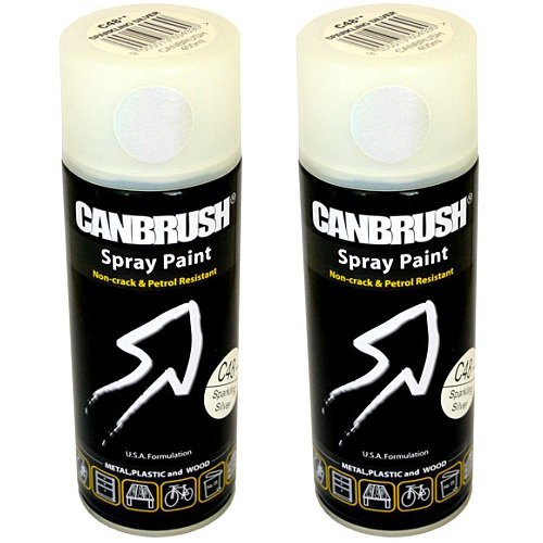 2 x CANBRUSH Spray Paint - For Metal Plastic & Wood 400ML Gloss Finish- Sparkling Silver - Bargain Genie