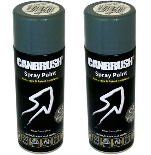 2 x CANBRUSH Spray Paint - for Metal Plastic & Wood 400ML Gloss Finish - Executive Grey - Bargain Genie