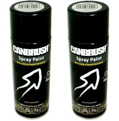 2 x CANBRUSH Spray Paint - For Metal Plastic & Wood 400ML Gloss Finish - Gloss Black - Bargain Genie