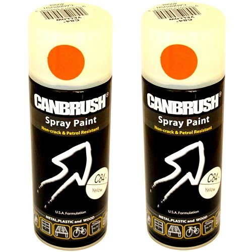 2 x CANBRUSH Spray Paint - for Metal Plastic & Wood 400ML - Yellow - Bargain Genie