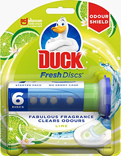 Duck Fresh Disc Toilet Cleaner Starter Pack, Toilet Bowl Sanitiser & Descaler, Lime, 36 ml, Pack of 5 - Bargain Genie