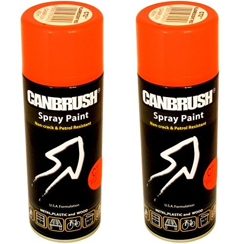 2 x CANBRUSH Spray Paint - for Metal Plastic & Wood 400ML - Fluorescent Red - Bargain Genie