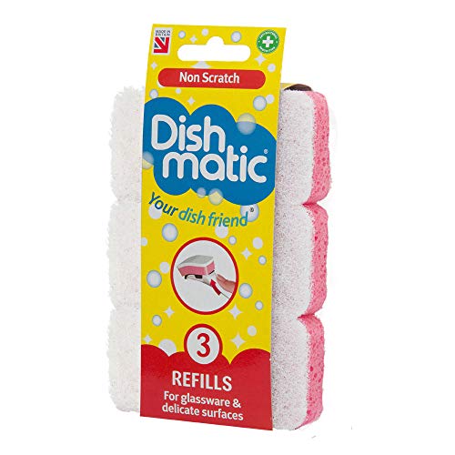 6x White Non-Scratch Dishmatic Refill Sponges from Caraselle