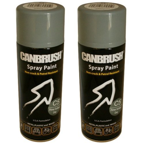 12 x CANBRUSH Spray Paint – for Metal Plastic & Wood 400ML – Primer Surfacer Grey