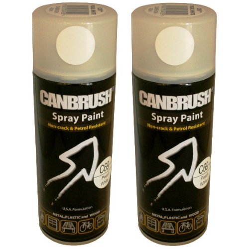 2 x CANBRUSH Spray Paint - For Metal Plastic & Wood 400ML Gloss Finish- Pearl White - Bargain Genie