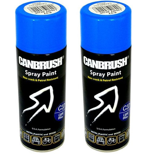 2 x CANBRUSH Spray Paint - For Metal Plastic & Wood 400ML Gloss Finish - Light Blue - Bargain Genie