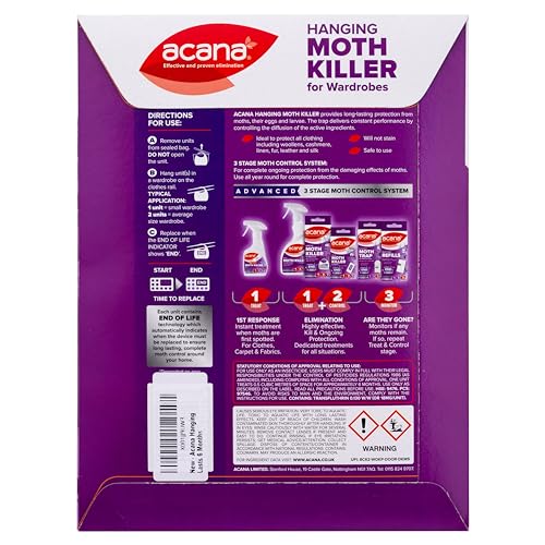 Acana 2675-1 Hanging Moth Killer and Lavender Freshener - White (Pack of 4)