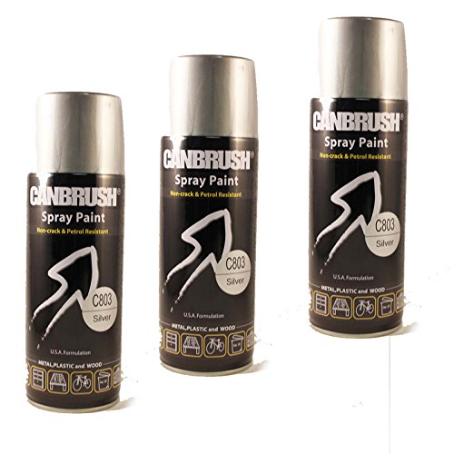 3 x CANBRUSH C803 Silver Spray Paint - For Metal Plastic & Wood 400ML - Bargain Genie