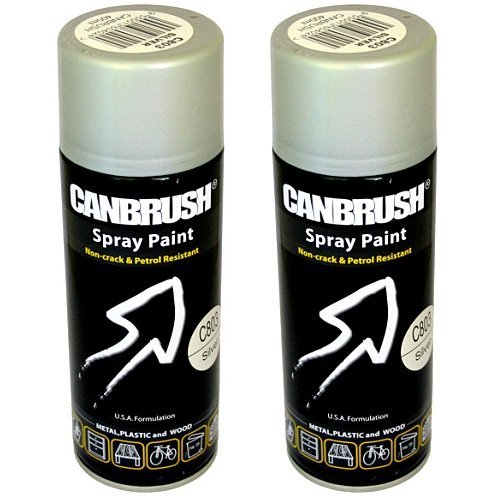 2 x CANBRUSH Spray Paint - For Metal Plastic & Wood 400ML - Silver - Bargain Genie