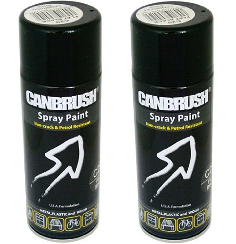 2 x CANBRUSH Spray Paint - For Metal Plastic & Wood 400ML Matt Finish- Flat Black - Bargain Genie